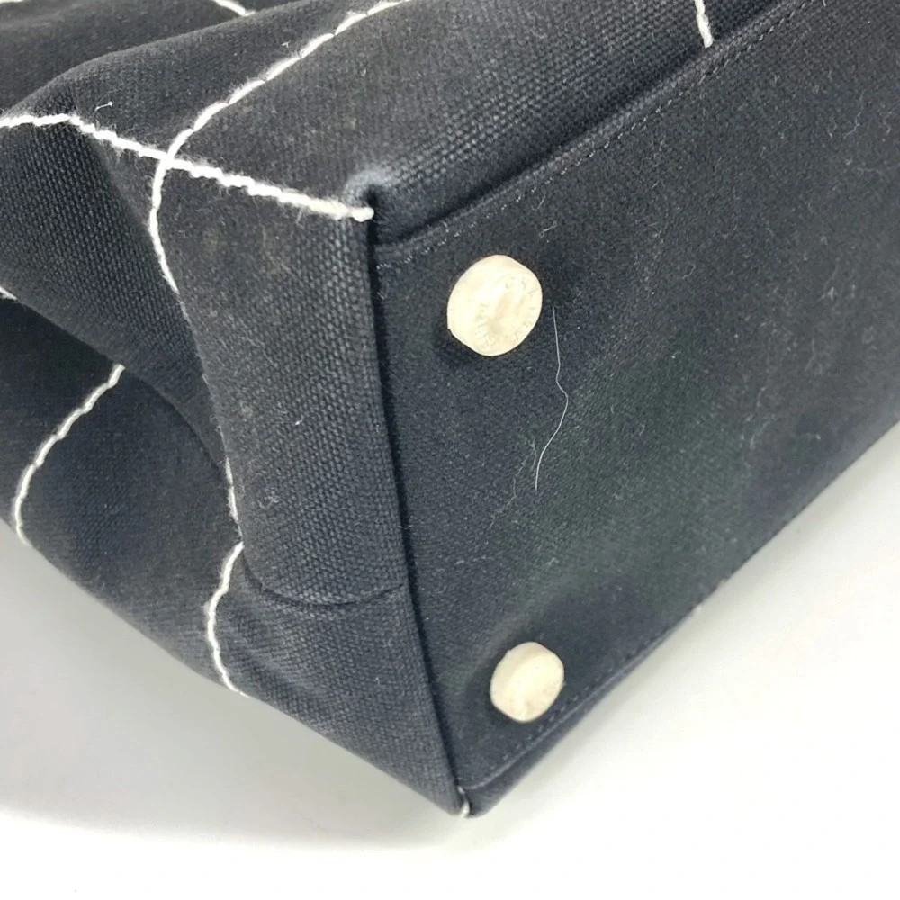 CHANEL Black Canvas Logo Shoulder Bag